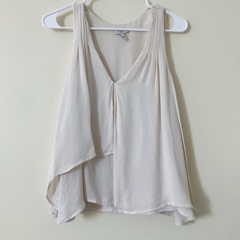 Joie asymmetrical silky layered v neck tank